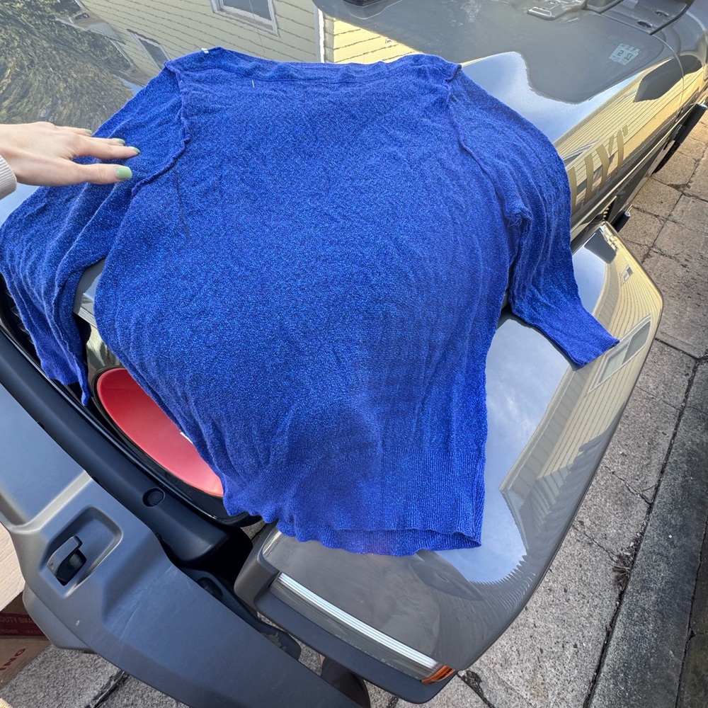 Blue Lightweight Knit Women's Blouse